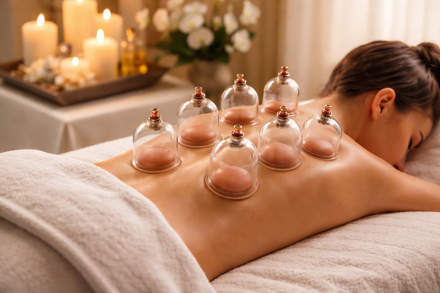 Professional cupping therapy at EXHALE SPA Toronto Airport